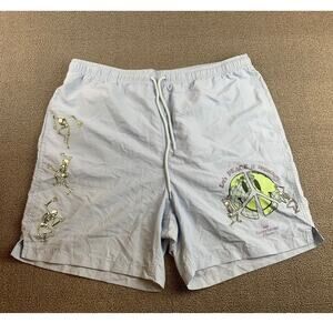 Coney Island Picnic LET'S PEACE IT TOGETHER Nylon Blue Shorts - Size Large